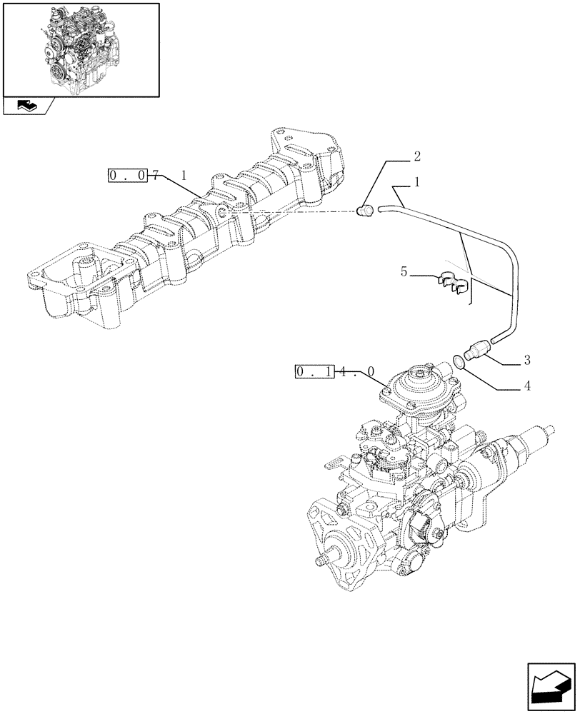 Схема запчастей Case IH FARMALL 65C - (0.14.6) - INJECTION EQUIPMENT - PIPING (01) - ENGINE