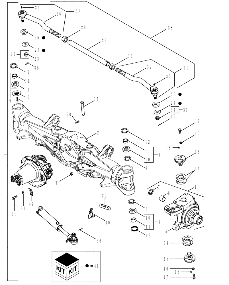 Схема запчастей Case IH MX285 - (05-30) - MFD AXLE HOUSING ASSEMBLY - SUSPENDED WITH 12 BOLT HUB, WITHOUT DIFFERENTIAL LOCK, ASN MY00195684 (05) - STEERING