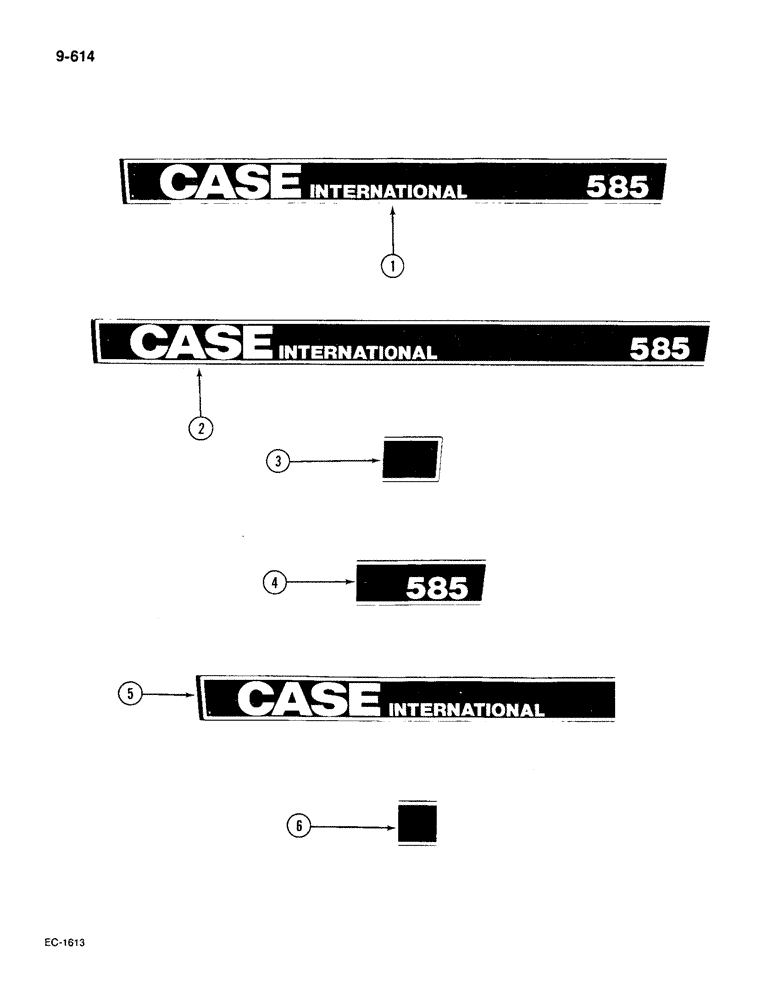 Схема запчастей Case IH 585 - (9-614) - DECALS CASE (09) - CHASSIS/ATTACHMENTS