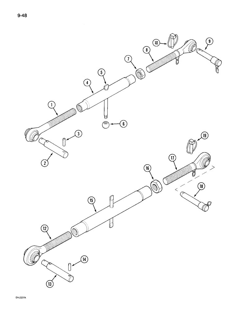 Схема запчастей Case IH 495 - (9-048) - THREE POINT HITCH, UPPER LINKS (09) - CHASSIS/ATTACHMENTS