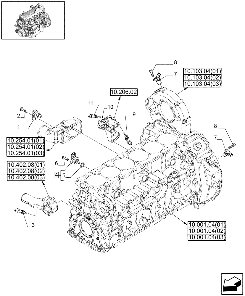 Схема запчастей Case IH 7120 - (55.414.01[01]) - ENGINE SENSORS - 7120/7120(LA) (55) - ELECTRICAL SYSTEMS