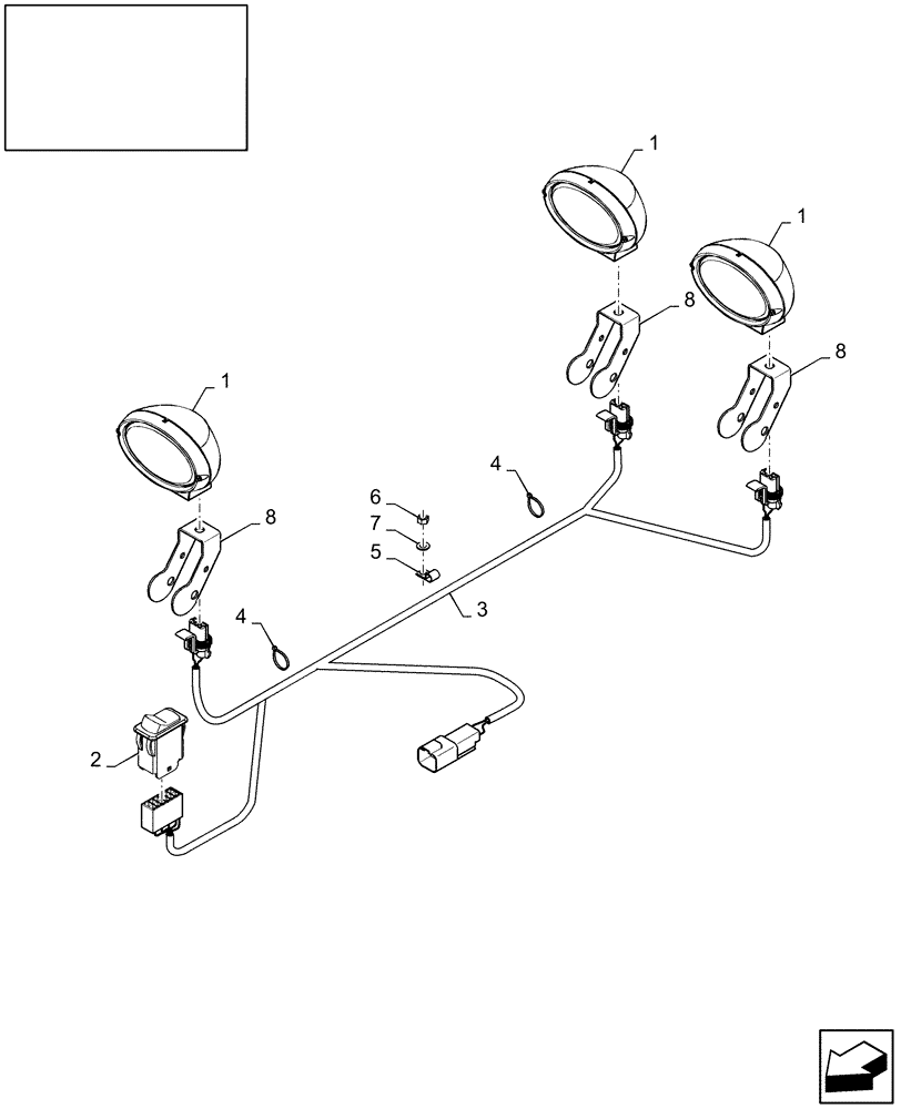 Схема запчастей Case IH LB433R - (18.87732915[01]) - DIA : KNOTTER & NEEDLE INSPECTION LIGHT KIT (18) - ACCESSORIES