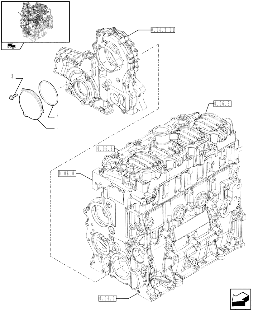 Схема запчастей Case IH FARMALL 80 - (0.04.5) - ENGINE BREATHERS (01) - ENGINE