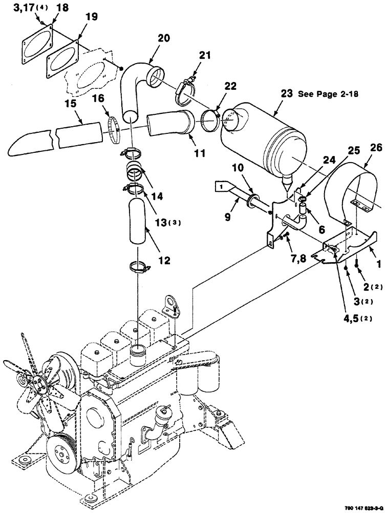 Схема запчастей Case IH 8860 - (02-10) - AIR CLEANER, HOSES AND MOUNTING ASSEMBLY (8860 80HP) (10) - ENGINE