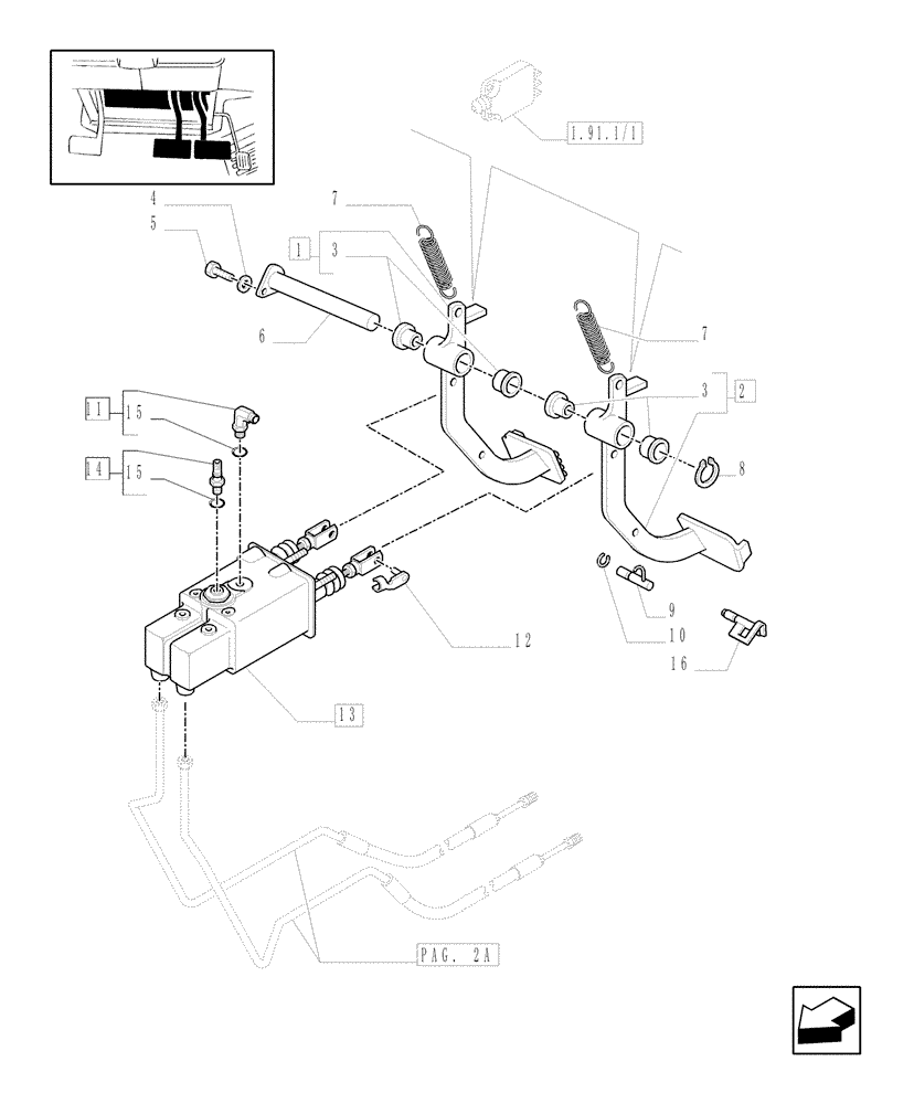 Схема запчастей Case IH MXM190 - (1.95.0/01[01A]) - BRAKE PEDALS - D4879 (10) - OPERATORS PLATFORM/CAB