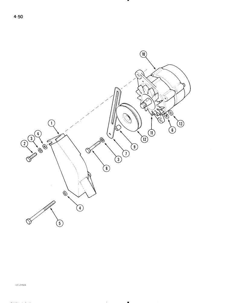 Схема запчастей Case IH 695 - (4-50) - ALTERNATOR MOUNTING AND SHIELD (04) - ELECTRICAL SYSTEMS