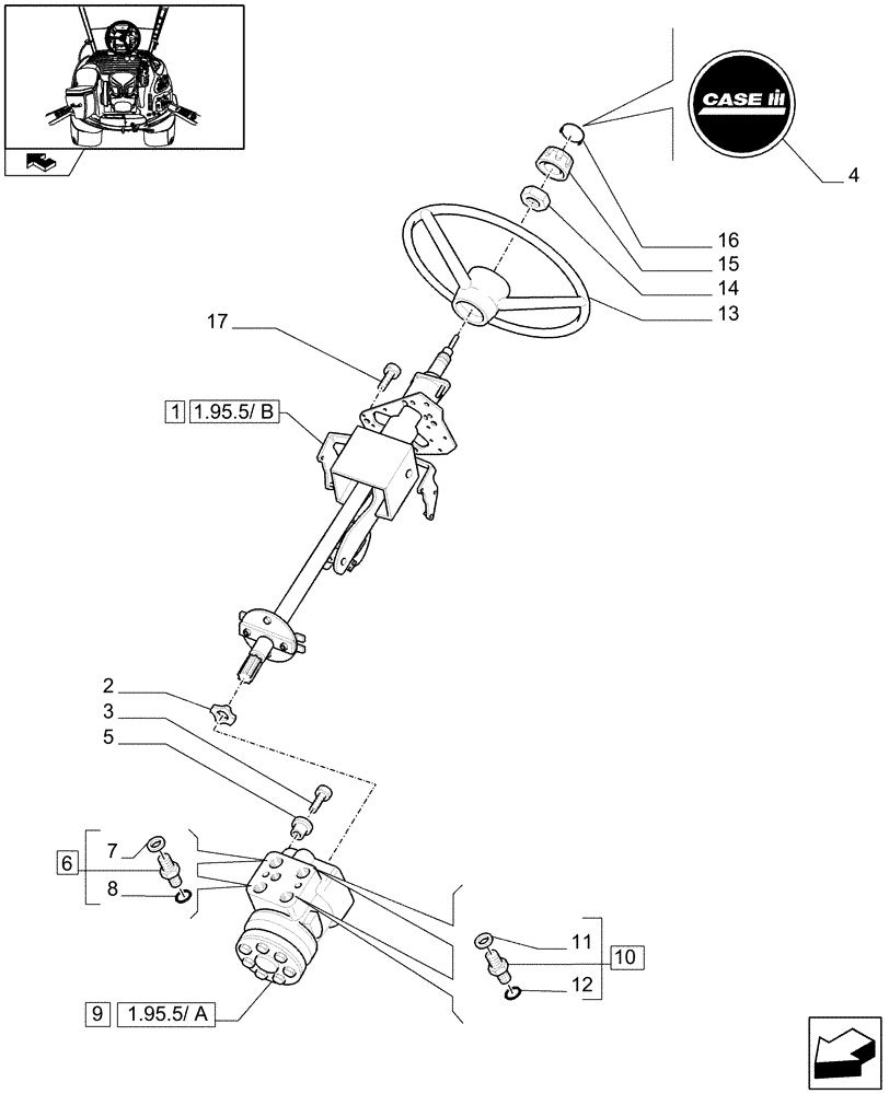 Схема запчастей Case IH PUMA 155 - (1.95.5[01]) - HYDROSTATIC STEERING WHEEL AND STEERING COLUMN (10) - OPERATORS PLATFORM/CAB