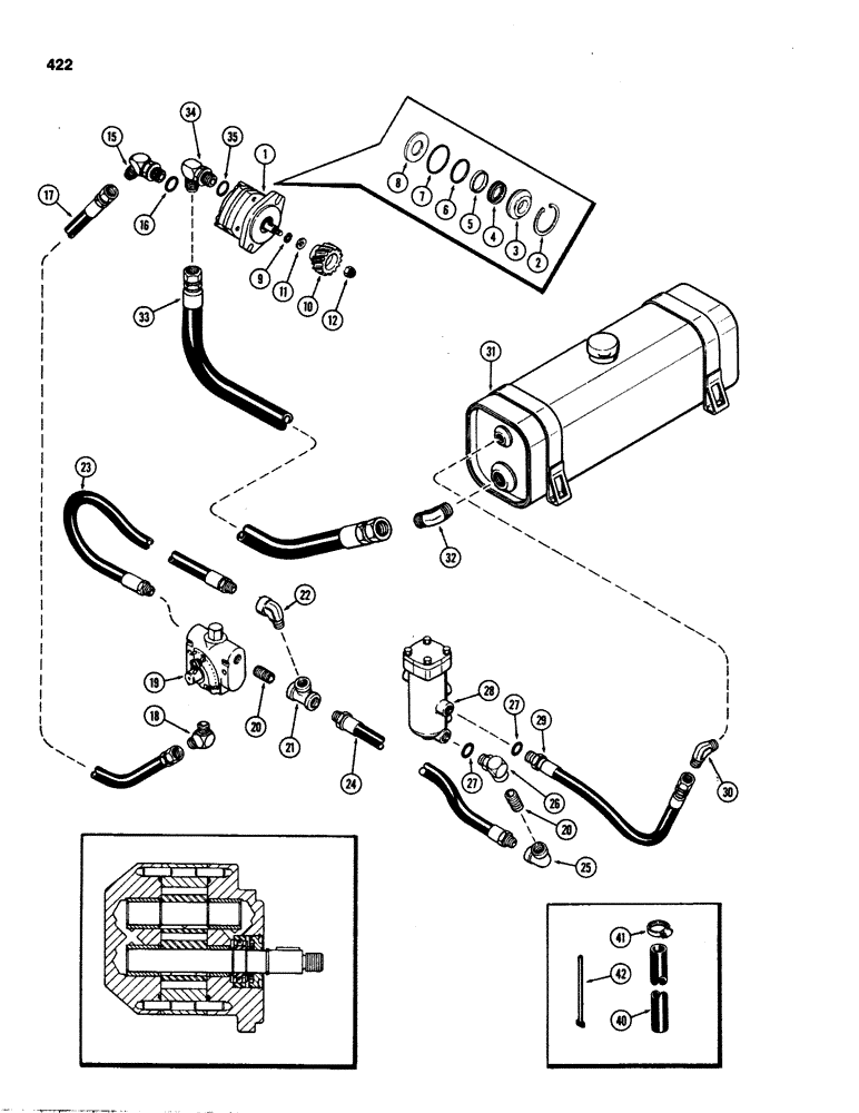 Схема запчастей Case IH 1070 - (0422) - AUXILIARY HYDRAULIC PUMP KIT (08) - HYDRAULICS