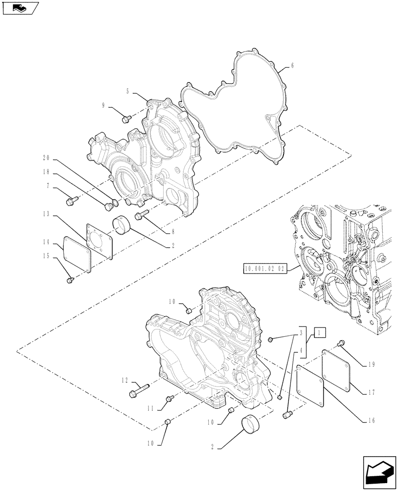 Схема запчастей Case IH FARMALL 75A - (10.102.01[02]) - TIMING GEAR CASE (10) - ENGINE