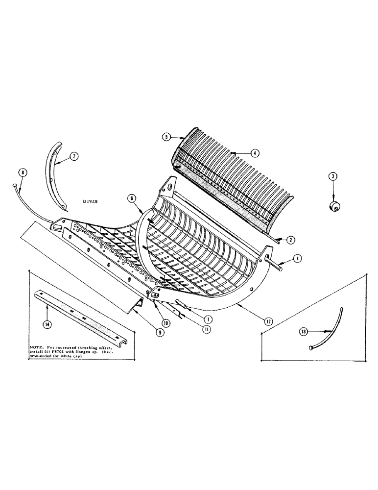 Схема запчастей Case IH 1010 - (108) - RUB BAR CYLINDER, CONCAVES, TINES AND REMOVABLE FEED PLATE (66) - THRESHING