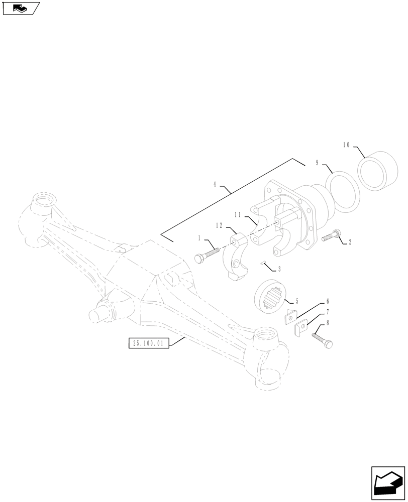 Схема запчастей Case IH FARMALL 55A - (25.102.01) - FRONT AXLE - DIFFERENTIAL CARRIER - 4WD (25) - FRONT AXLE SYSTEM