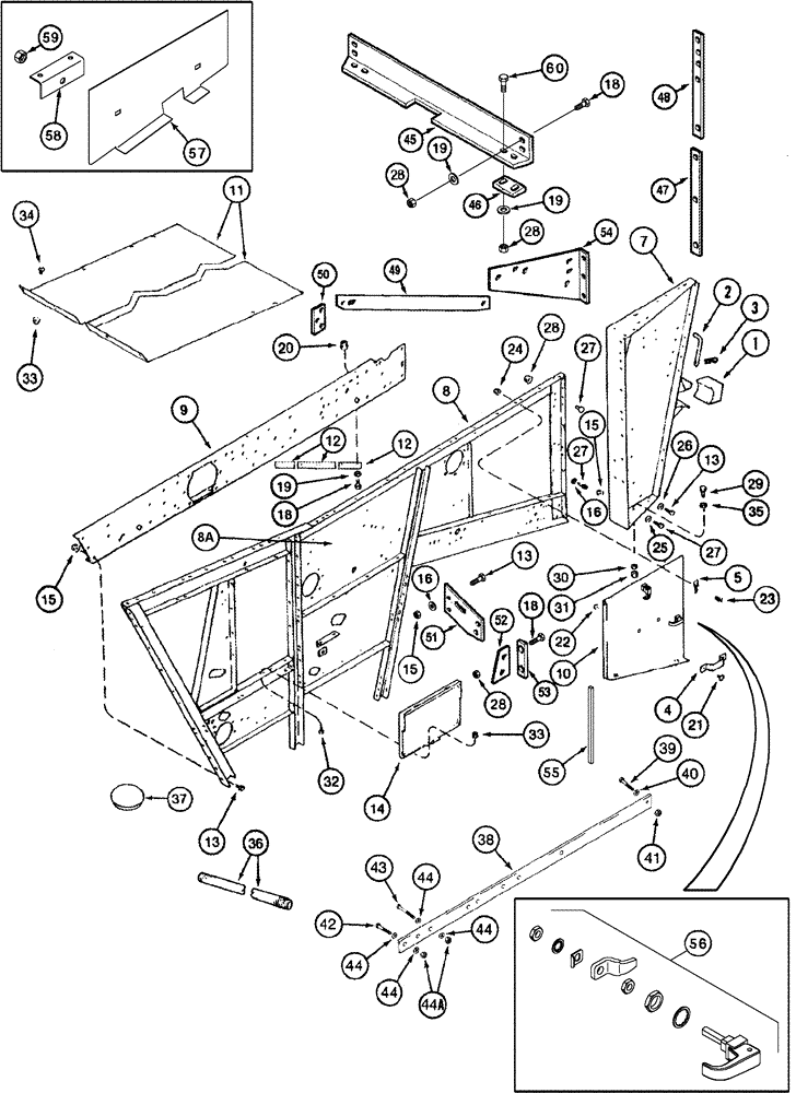 Схема запчастей Case IH 2388 - (09H-04) - SEPARATOR - DOORS - RIGHT HAND (12) - CHASSIS