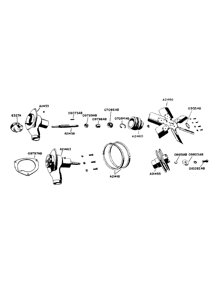 Схема запчастей Case IH 940 - (2-063) - FAN AND WATER PUMP ASSEMBLY (02) - ENGINE