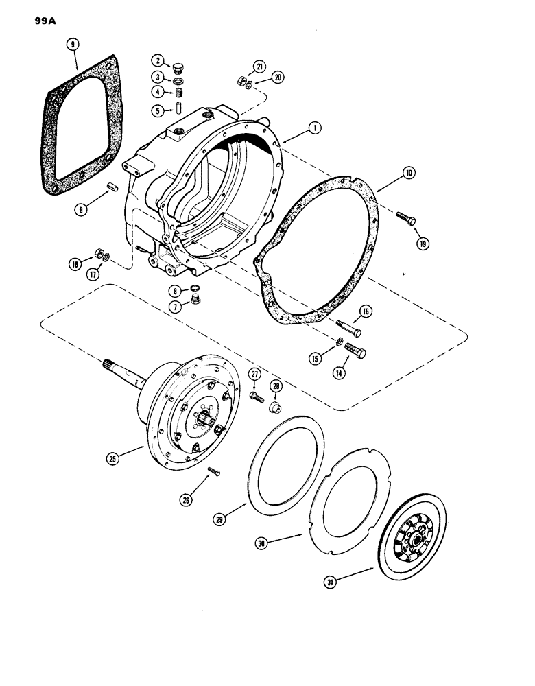 Схема запчастей Case IH 1070 - (099A) - CLUTCH HOUSING & CLUTCH, POWER SHIFT (06) - POWER TRAIN