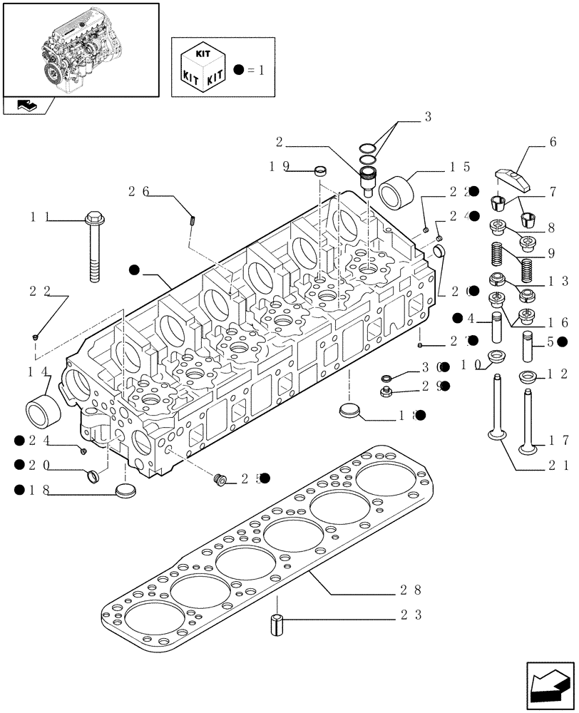 Схема запчастей Case IH F3BE0684N E904 - (0.06.0) - CYLINDER HEAD & RELATED PARTS (504053191 - 504053193 - 504053195) 