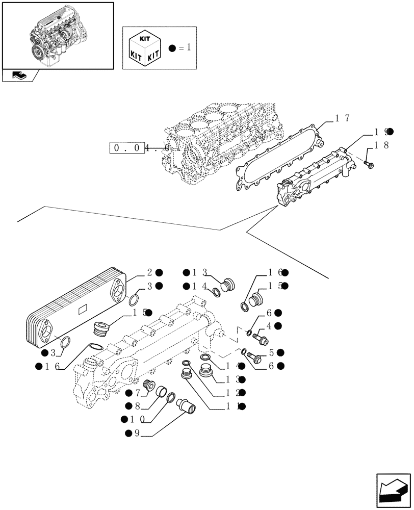 Схема запчастей Case IH F3BE0684N E904 - (0.31.0) - HEAT EXCHANGER (504123494) 