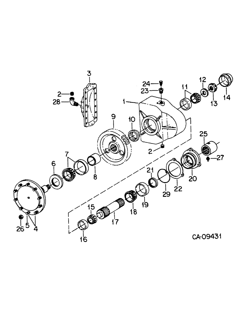 Схема запчастей Case IH 1480 - (07-09) - DRIVE TRAIN, FINAL DRIVE, WITH 1 PIECE FORGED DRIVE SHAFT Drive Train