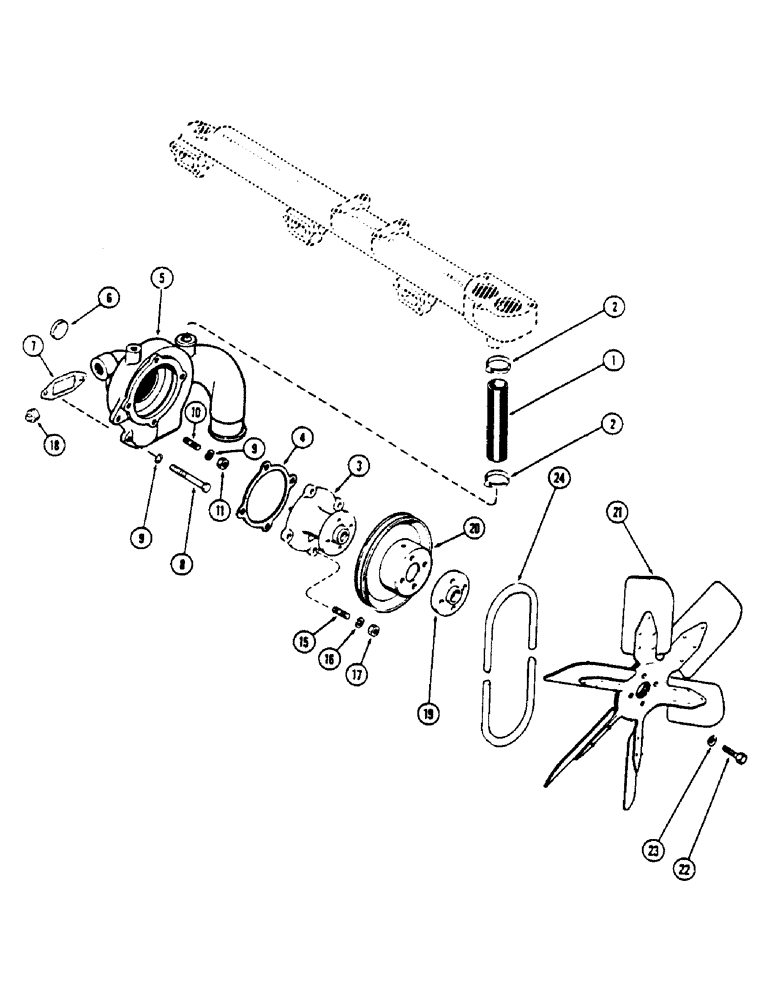 Схема запчастей Case IH 1175 - (009A) - (451B) TURBO DIESEL ENGINE, WATER PUMP (02) - ENGINE