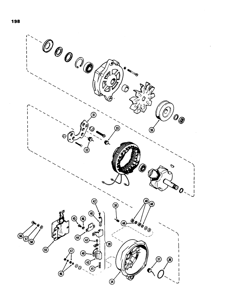 Схема запчастей Case IH 970 - (198) - A137183 ALTERNATOR, PRESTOLITE, 401B DIESEL AND 377B SPARK IGNITION ENGINE (CONTD) (04) - ELECTRICAL SYSTEMS