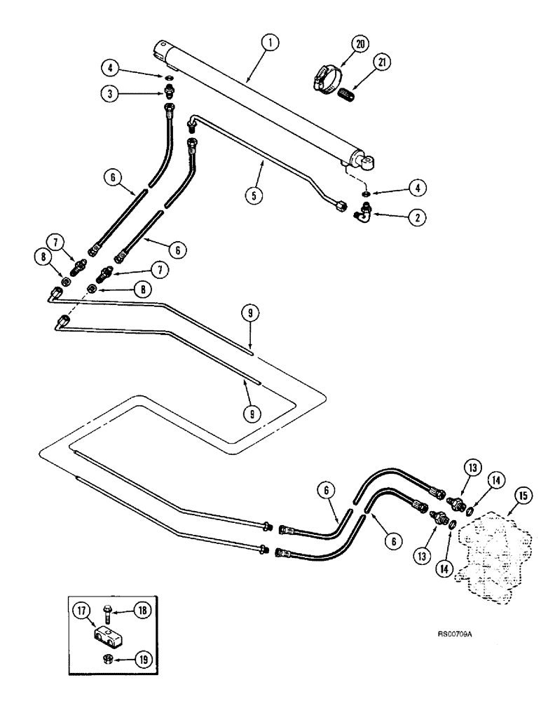 Схема запчастей Case IH 1680 - (8-84) - UNLOADER TUBE SWING CYLINDER SYSTEM (07) - HYDRAULICS