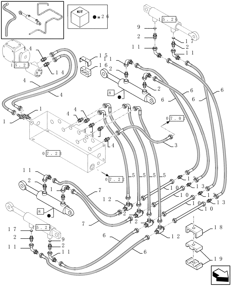 Схема запчастей Case IH RBX341 - (07.21[01]) - HYDRAULICS - C651 (07) - HYDRAULIC SYSTEM