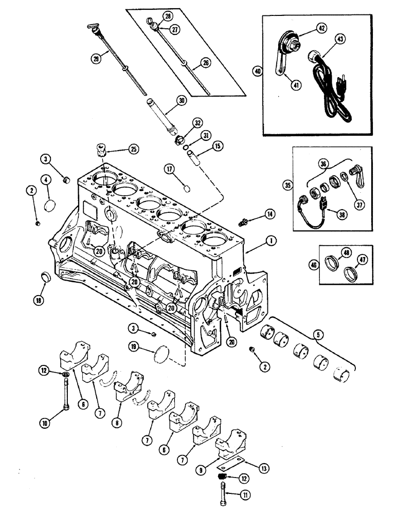 Схема запчастей Case IH 2470 - (040) - CYLINDER BLOCK, 504BDT DIESEL ENGINE (02) - ENGINE