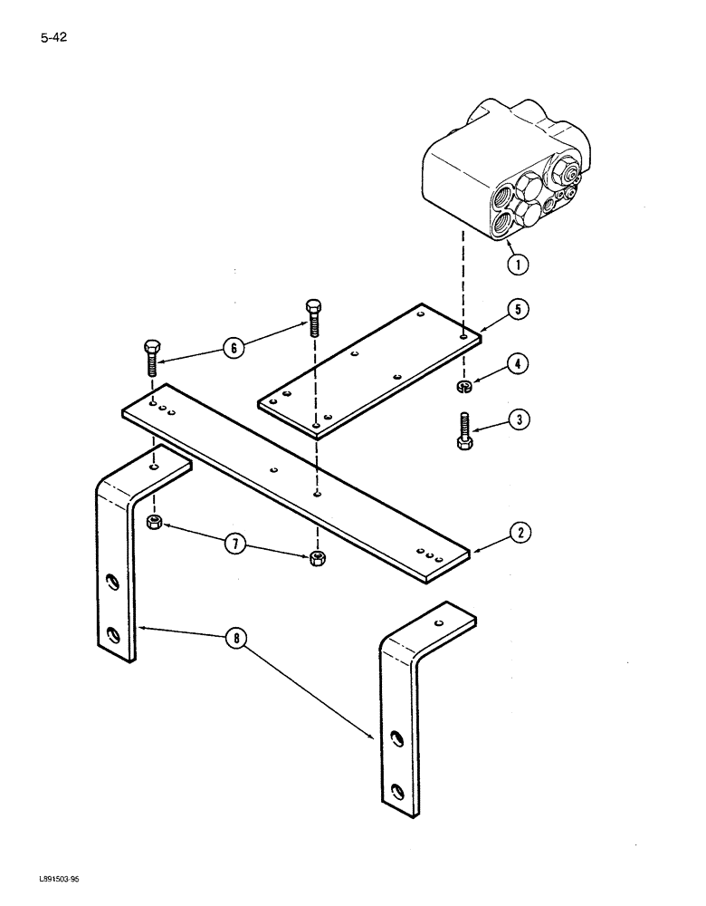 Схема запчастей Case IH 1680 - (5-042) - SELECTOR VALVE MOUNTING, POWER GUIDE AXLE (04) - STEERING