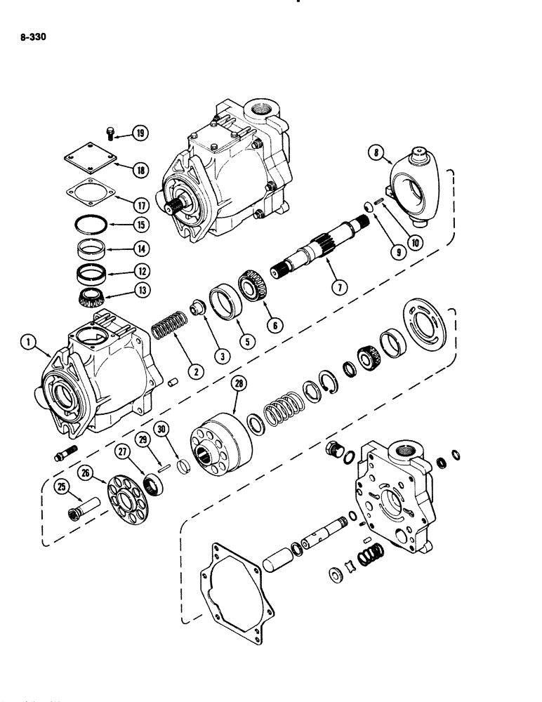 Схема запчастей Case IH 2294 - (8-330) - HYDRAULICS, GEAR AND PISTON PUMP ASSEMBLY (08) - HYDRAULICS