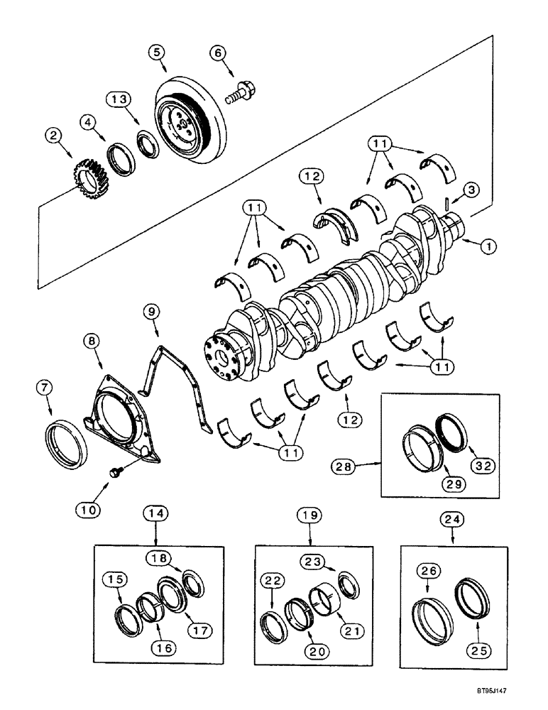 Схема запчастей Case IH 2188 - (2-48) - CRANKSHAFT, 6TA-830 AND 6TA-830 EMISSIONS CERTIFIED ENGINES (01) - ENGINE