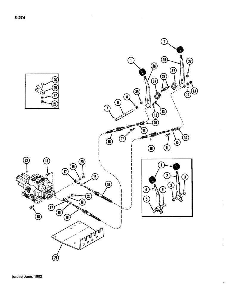 Схема запчастей Case IH 4490 - (8-274) - REMOTE HYDRAULIC CONTROLS, TWO CIRCUIT SYSTEM (08) - HYDRAULICS