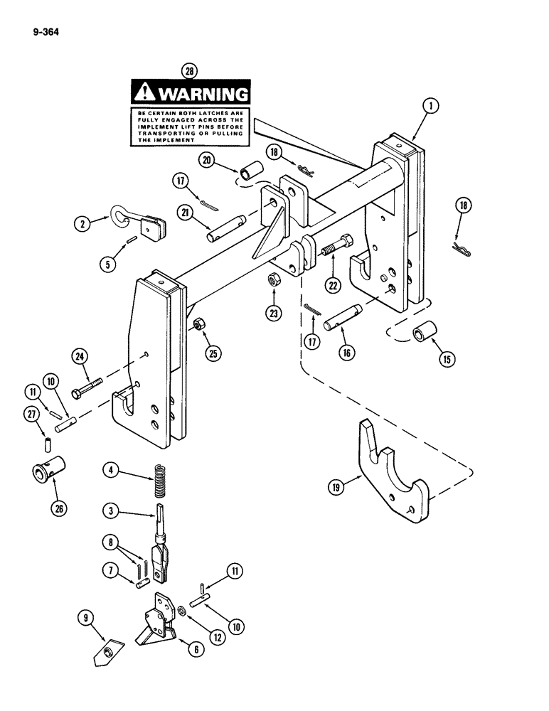 Схема запчастей Case IH 2094 - (9-364) - QUICK HITCH COUPLER, CATEGORY II, WITH STRAIGHT FRAME (09) - CHASSIS/ATTACHMENTS