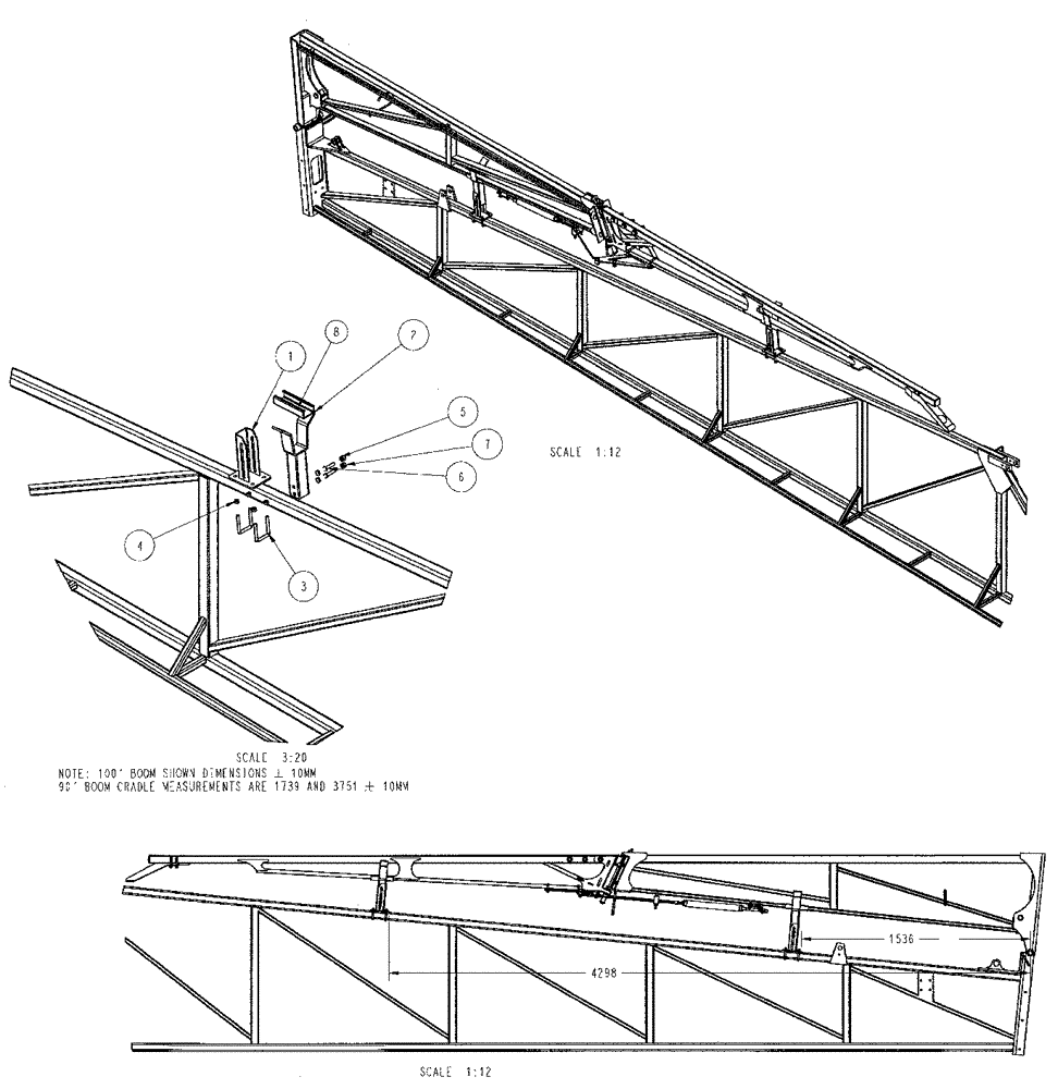 Схема запчастей Case IH SPX3320 - (08-024) - OUTER CRADLE ASSEMBLY (09) - BOOMS