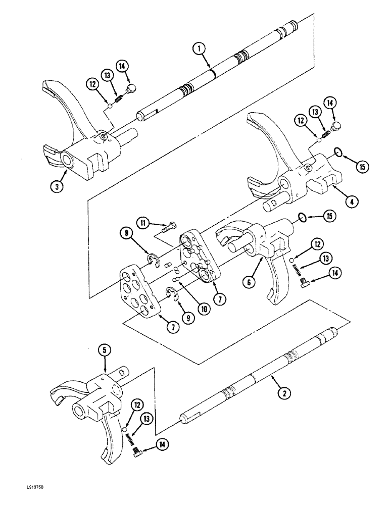 Схема запчастей Case IH 9270 - (6-048) - SYNCHROMESH TRANSMISSION ASSEMBLY SHIFTER FORK ASSEMBLY (06) - POWER TRAIN