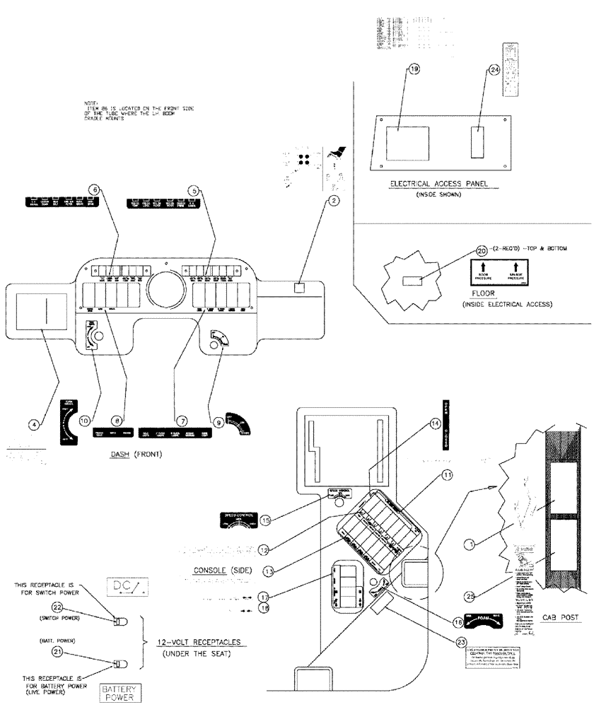 Схема запчастей Case IH 3210 - (08-001) - INTERIOR DECALS (13) - DECALS