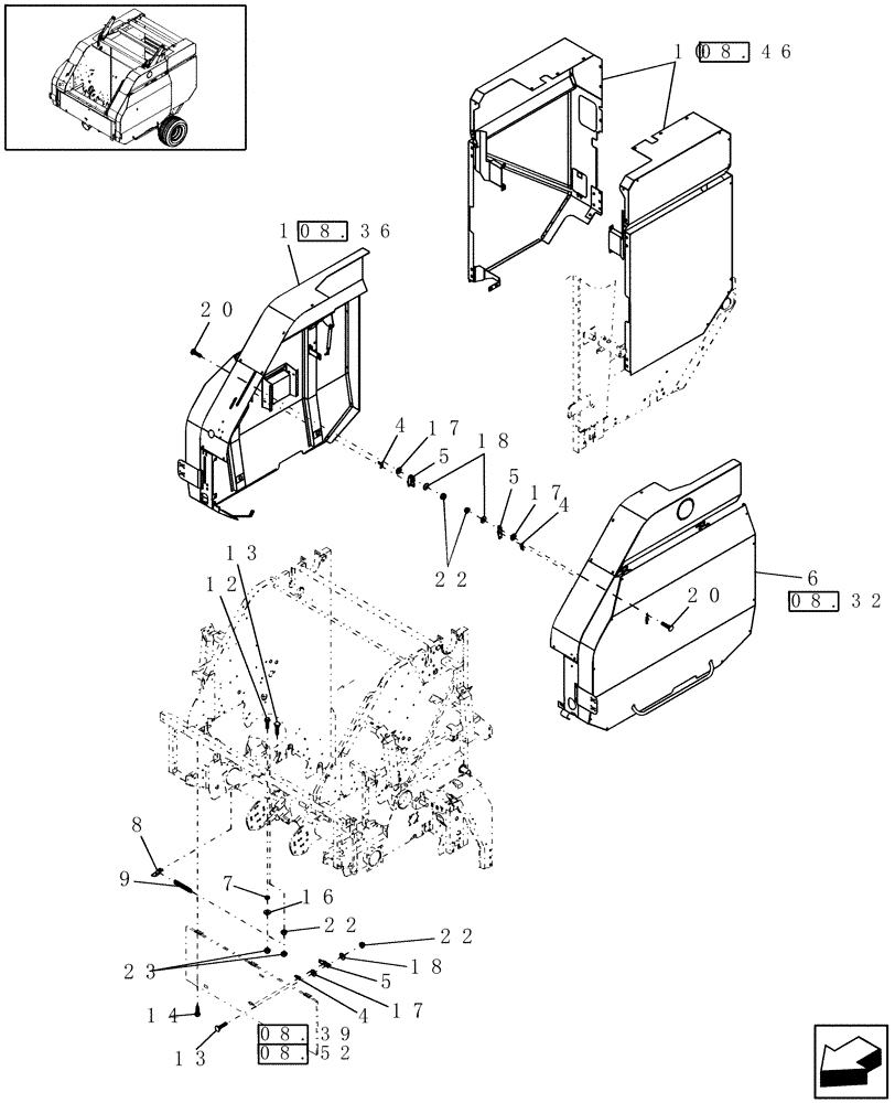 Схема запчастей Case IH RBX463 - (08.11) - SHIELDS, NORTH AMERICA (08) - SHEET METAL/DECALS