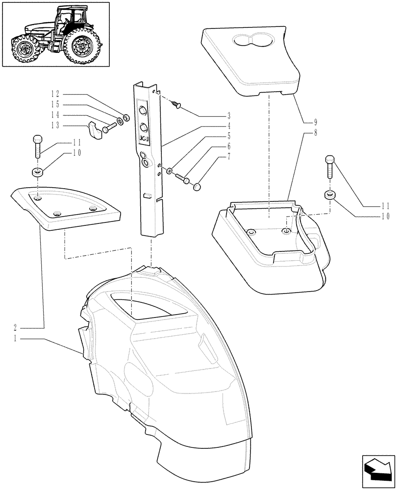 Схема запчастей Case IH MXU115 - (1.93.0/01[01]) - (VAR.671) FRONT LEFT CAB STORAGE BOX - CONTROLS COVER - W/CAB (10) - OPERATORS PLATFORM/CAB