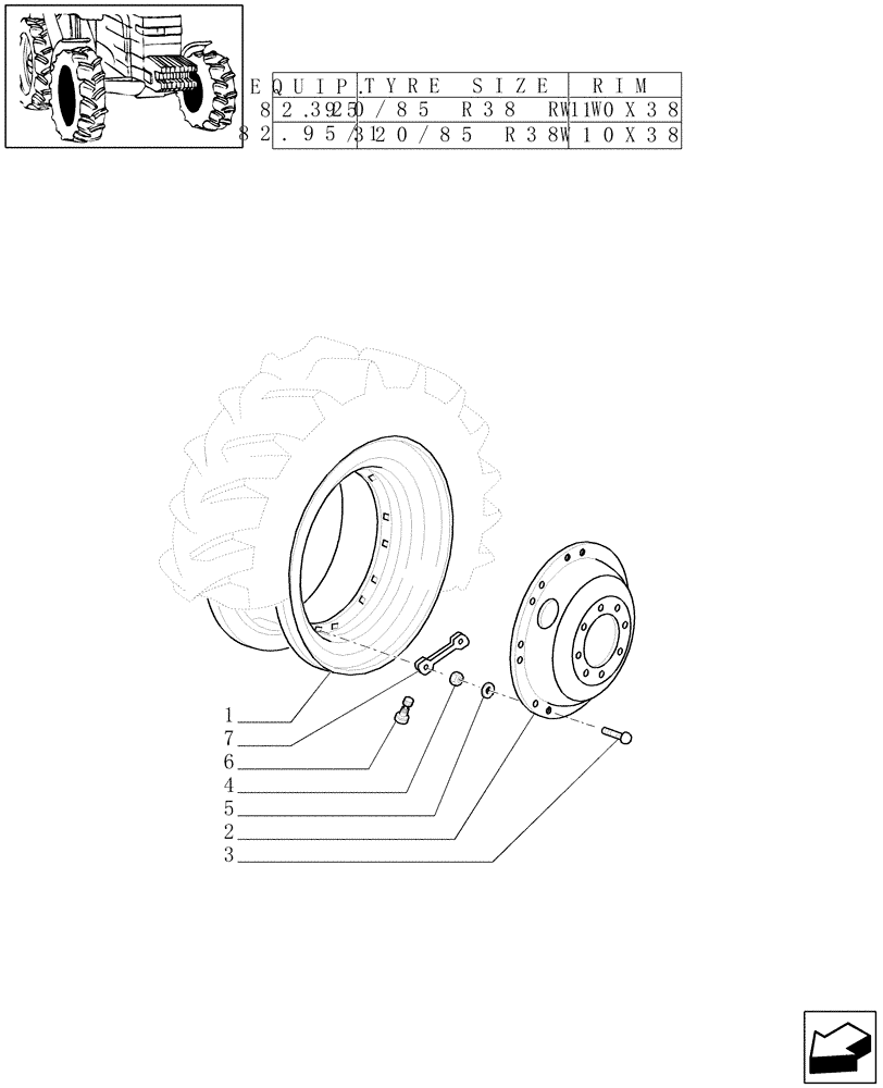 Схема запчастей Case IH PUMA 180 - (82.00[05]) - 4WD DRIVING WHEELS (11) - WHEELS/TRACKS