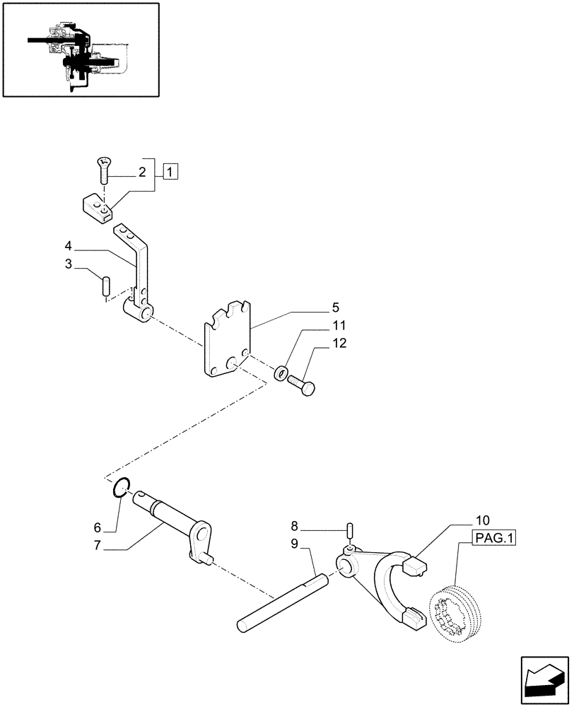 Схема запчастей Case IH JX1085C - (1.80.1/04[02]) - (VAR.818) POWER TAKE-OFF (540-540E RPM) - ROD, FORK AND PLATES (07) - HYDRAULIC SYSTEM