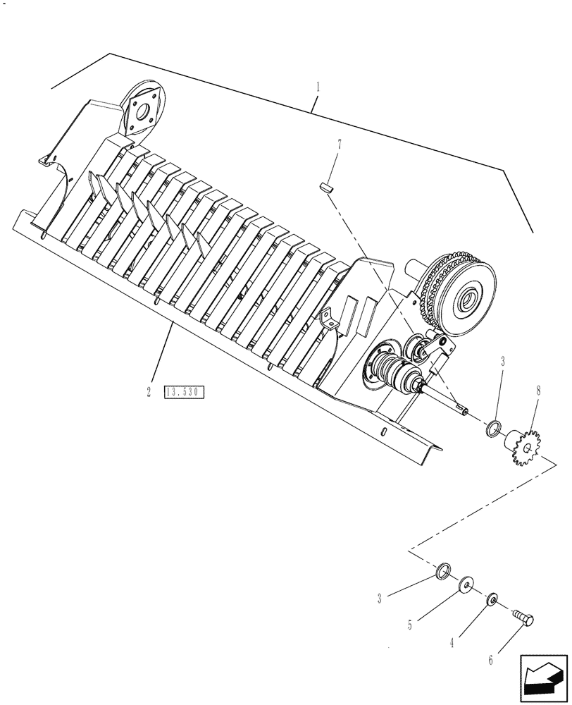 Схема запчастей Case IH RB564 - (13.531) - STUFFER FEEDER, SERVICE (13) - FEEDER