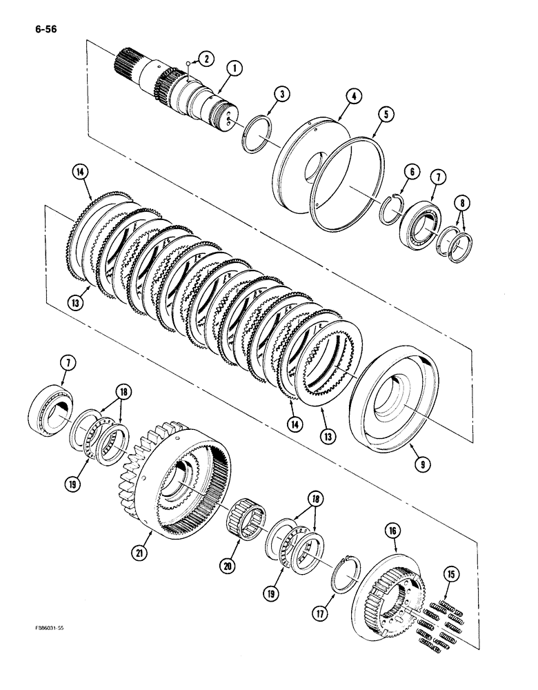 Схема запчастей Case IH 9150 - (6-056) - PTO ASSEMBLY, CLUTCH PACK (06) - POWER TRAIN