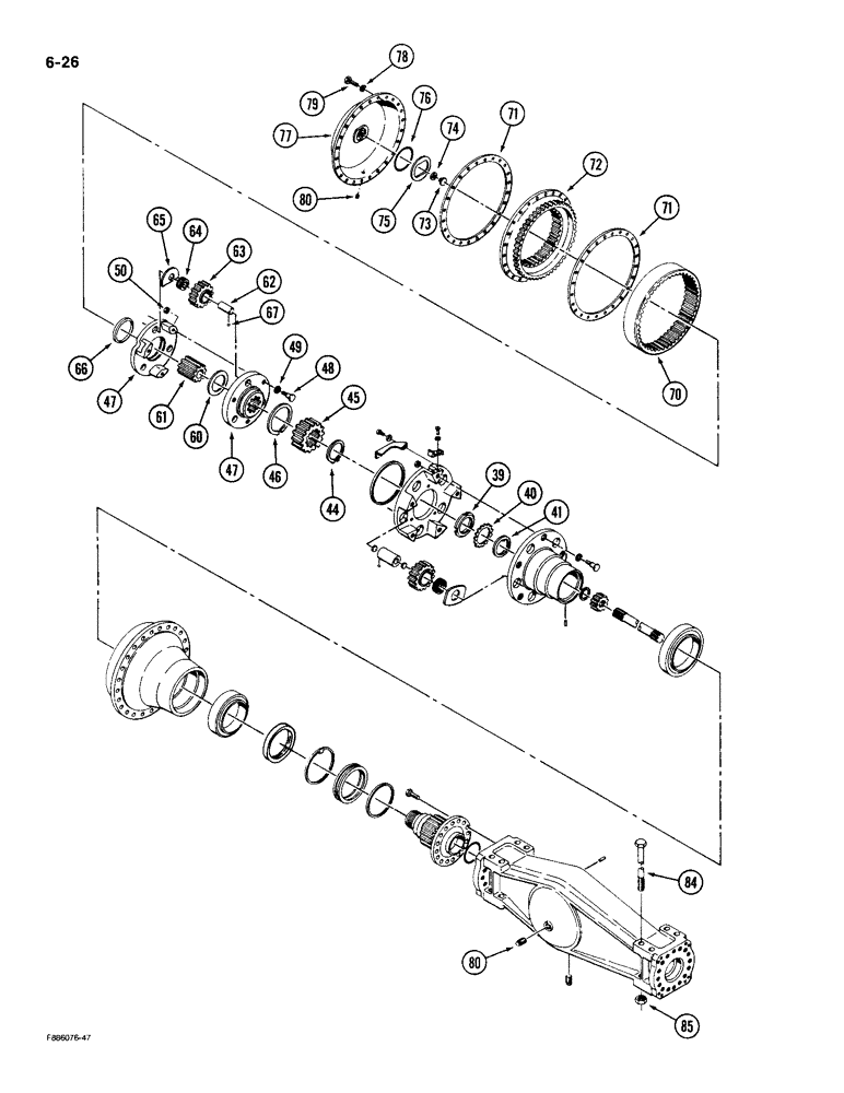 Схема запчастей Case IH KP-525 - (6-26) - AXLE ASSEMBLY, HOUSING AND WHEEL END, K594.20/30 (CONTD) (06) - POWER TRAIN