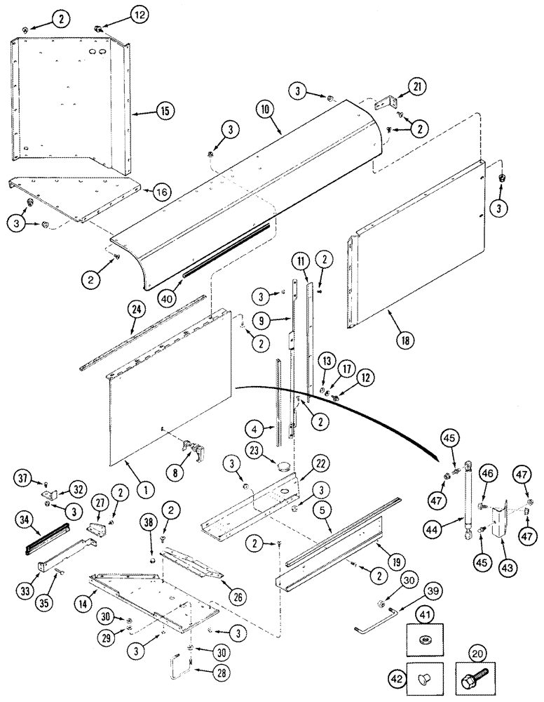 Схема запчастей Case IH 2344 - (02-06) - ROTARY AIR SCREEN CHUTE (01) - ENGINE