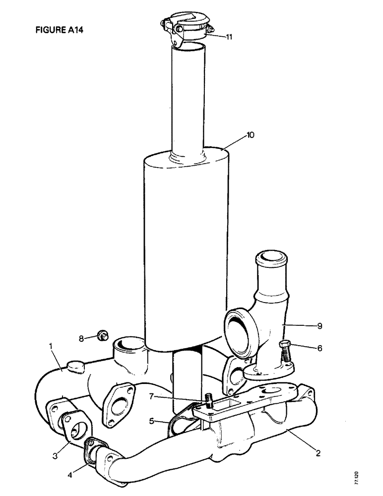 Схема запчастей Case IH 1410 - (A14-1) - ENGINE, MANIFOLDS AND SILENCER, [A] 1410Q, 1412Q, [B] 1410,1412,1412G [C] 1410SK,1412SK (01) - ENGINE