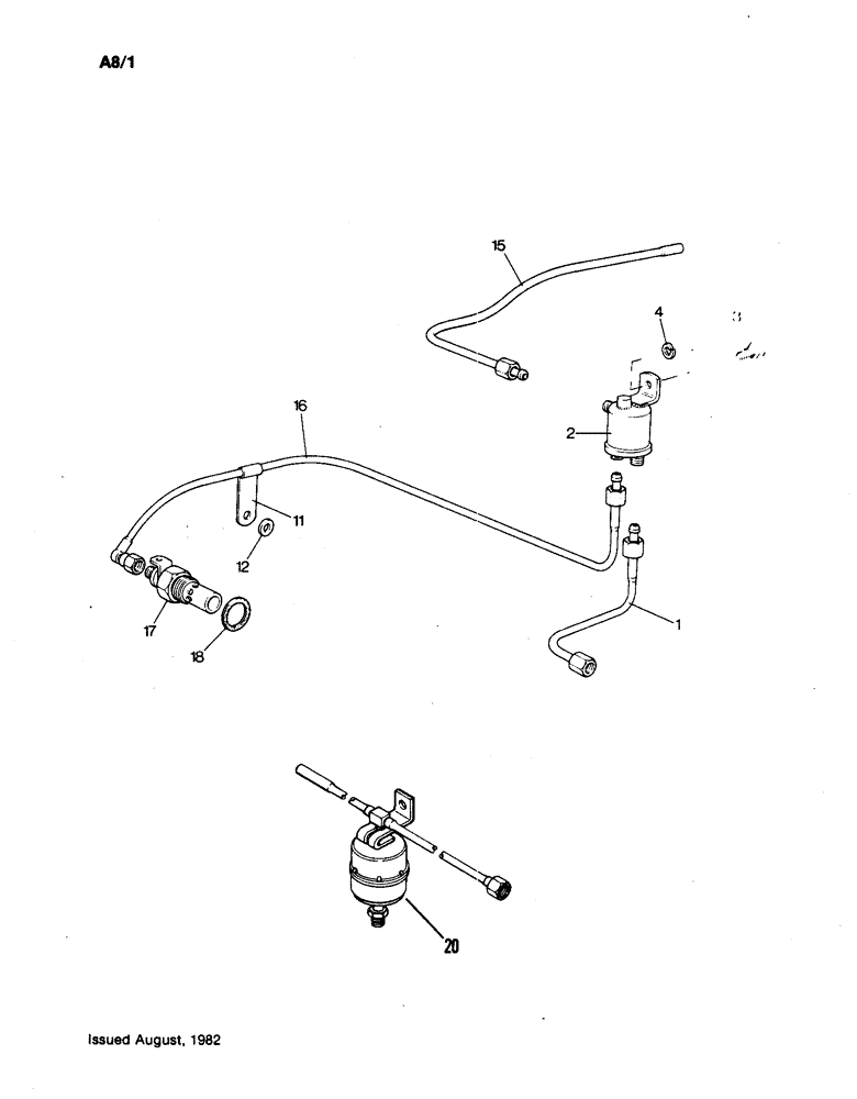 Схема запчастей Case IH 1190 - (A-08) - THERMOSTAT, RESERVOIR AND PIPES (01) - ENGINE