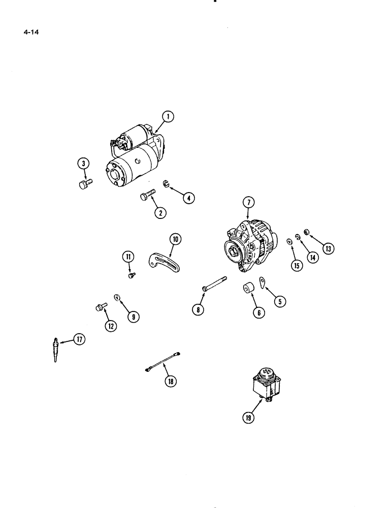 Схема запчастей Case IH 1130 - (4-14) - STARTER MOUNTING, 1130 TRACTOR (04) - ELECTRICAL SYSTEMS