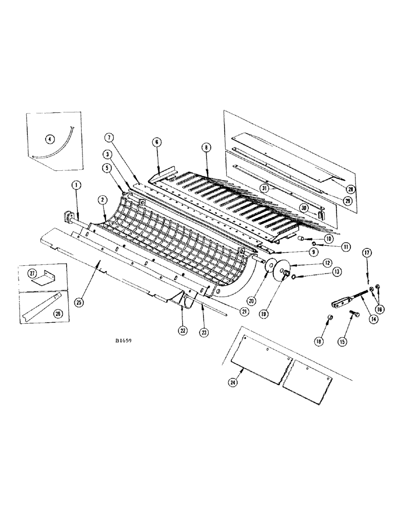 Схема запчастей Case IH 660 - (086) - CONCAVES, TINES AND REMOVABLE FEED PLATE, RUB BAR 