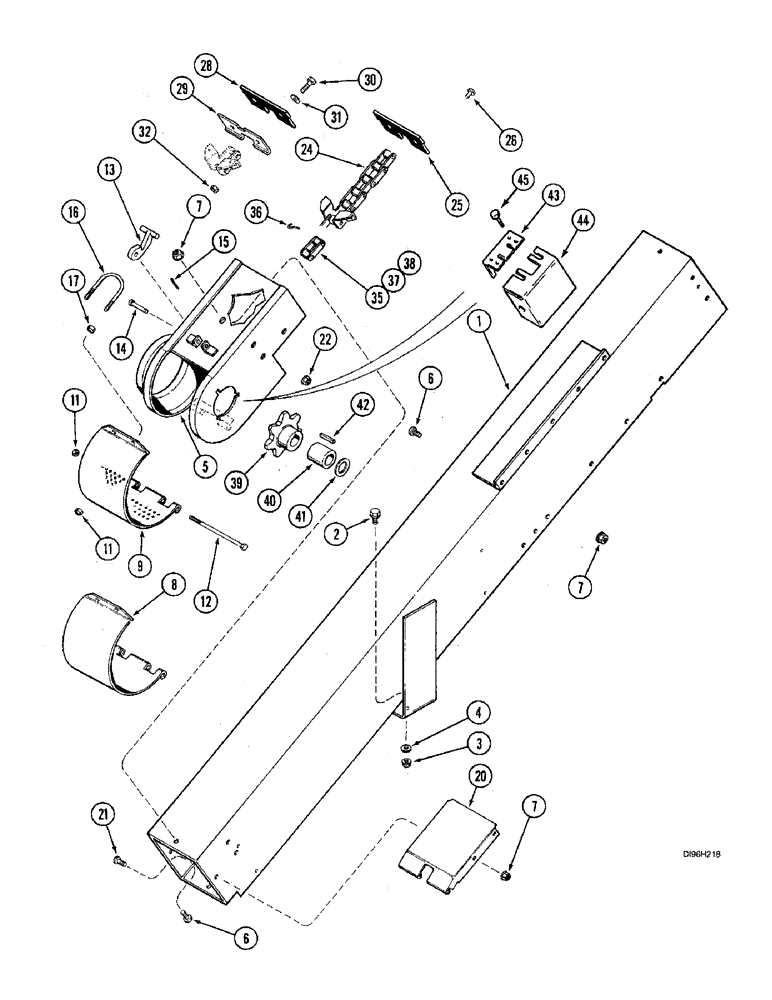 Схема запчастей Case IH 2144 - (9D-26) - TAILINGS ELEVATOR, HOUSING AND CONVEYOR (16) - GRAIN ELEVATORS & AUGERS