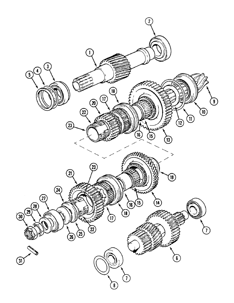 Схема запчастей Case IH 1594 - (6-192) - SHAFTS AND GEARS - RANGE GEARBOX, POWER SHIFT (06) - POWER TRAIN