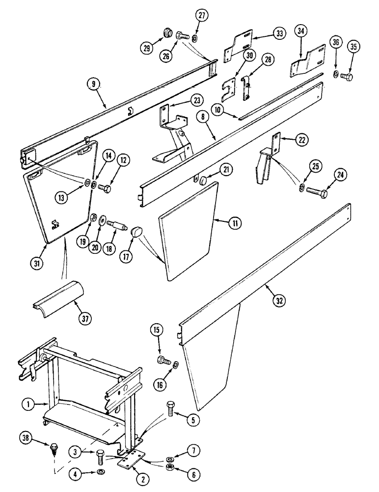 Схема запчастей Case IH 1594 - (9-354) - ENGINE HOOD AND SUPPORT FRAME (09) - CHASSIS/ATTACHMENTS