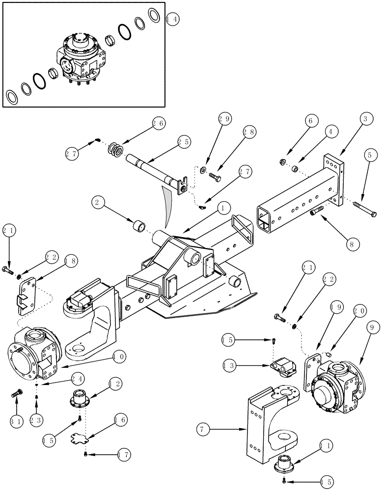 Схема запчастей Case IH CPX620 - (05-06) - WHEEL DRIVE MOTOR MOUNTING AND STEERING PARTS - BSN Y6T011701 (04) - STEERING